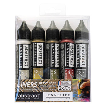 Sennelier Abstract Acrylic 3D Liner Metallic Colors Set of 5, 27ml