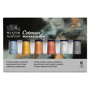 Winsor Newton Cotman Watercolor - Metallic Colors Set of 6, 8ml