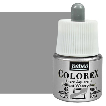 Pebeo Colorex Watercolor Ink Metallic Silver, 45ml