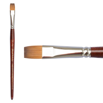 Mimik Kolinsky Synthetic Sable Short Handle Brush, Flat Size #12
