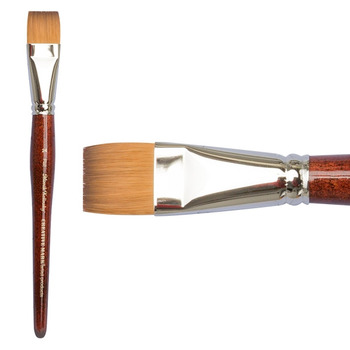Mimik Kolinsky Synthetic Sable Short Handle Brush, Flat Size #24