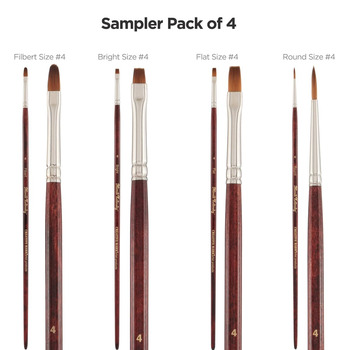 Mimik Kolinsky Synthetic Sable long Handle Brushes, Sampler Set Of 4