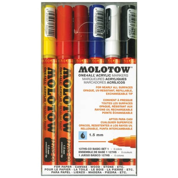 Molotow One4All Marker 1.5mm Set of 6 Basic Colors