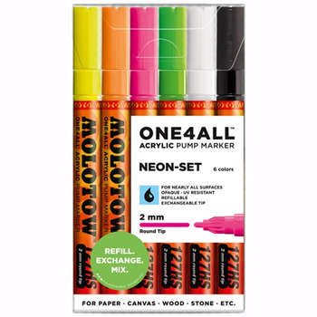 Molotow One4All Marker 2mm Set of 6 Neon Colors