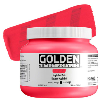 Golden Heavy Body Acrylic - Naphthol Pink, 32 oz Jar