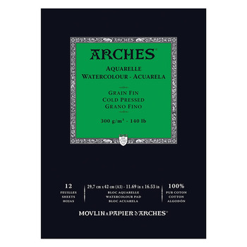 Arches Watercolor Paper Pad 140 lb. Cold Press - 11.5"x16.5" (12 Sheets)