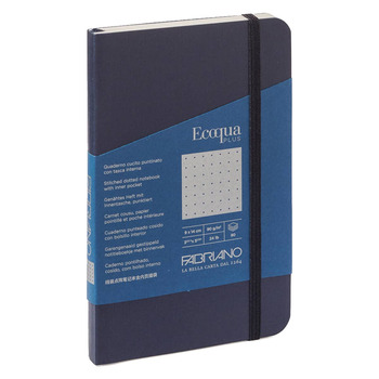 Fabriano EcoQua+ Notebook 3.5 x 5.5" Dot Grid Stitch-Bound Navy