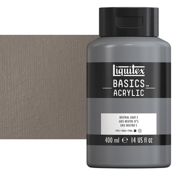 Liquitex Basics Acrylic Paint - Neutral Gray 5, 400ml Bottle