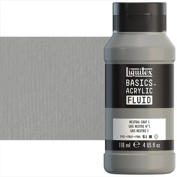 Liquitex BASICS Acrylic Fluid - Neutral Grey 5, 4oz Bottle