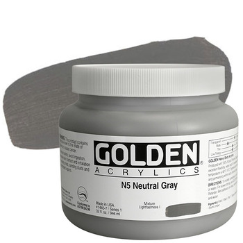 GOLDEN Heavy Body Acrylics - Neutral Grey No. 5, 32oz Jar