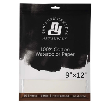 New York Central Watercolor Paper 140 lb Hot Press - 9" x 12" (10 Pack)