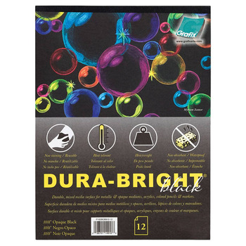 Grafix Dura-Bright Pad Opaque Black 5"x7" (12 Sheets)