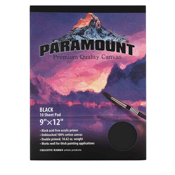 Paramount Primed Cotton Canvas Pad Black, 9" x 12"
