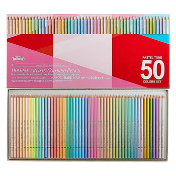 Holbein Artist Colored Pencil Cardboard Box - Pastel Colors (Set of 50)