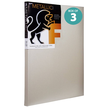 Fredrix Metallic Canvas Pearl 1 3/8" Deep 18 x 24 Box of 3