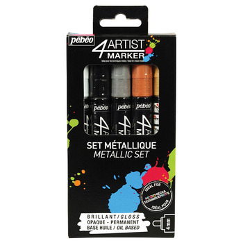 Pebeo 4Artist Markers Set of 5 x 4mm Metallic Colors