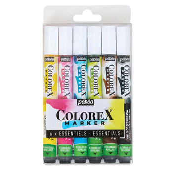 Pebeo Colorex Watercolor Marker Essentials Set of 6 Colors