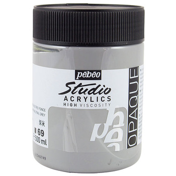 Pebeo Studio Acrylics Dark Neutral Gray 500ML