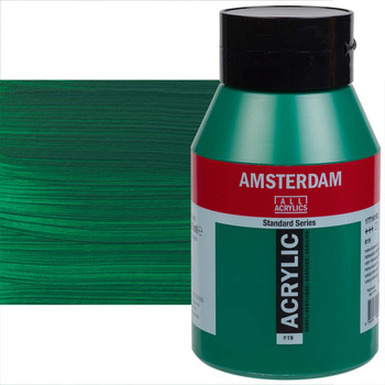 Amsterdam Standard Series Acrylic Paint - Permanent Green Deep, 1 Liter Jar
