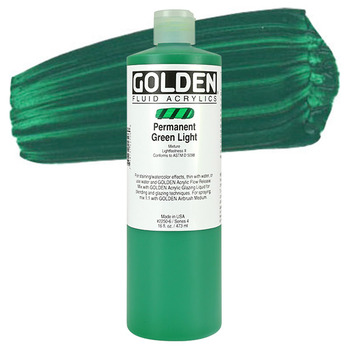 GOLDEN Fluid Acrylics Permanent Green Light 16 oz