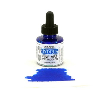Dr. Ph. Martin's Hydrus Watercolor 1 oz Bottle - Phthalo Blue