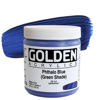 GOLDEN Heavy Body Acrylics - Phthalo Blue (Green Shade), 8oz Jar