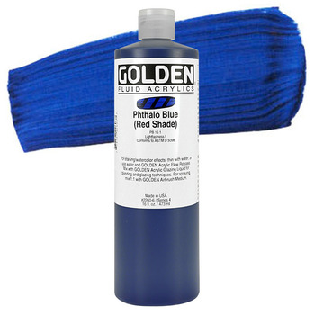 GOLDEN Fluid Acrylics Phthalo Blue (Red Shade) 16 oz