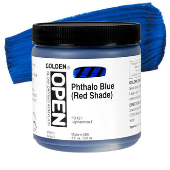 GOLDEN Open Acrylic Paints Phthalo Blue (Red Shade) 8 oz