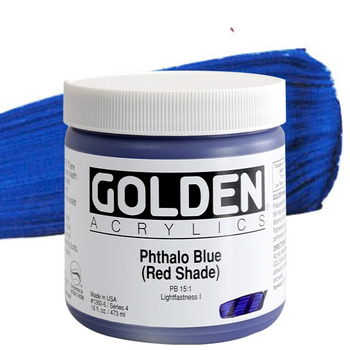 GOLDEN Heavy Body Acrylics - Phthalo Blue (Red Shade), 16oz Jar