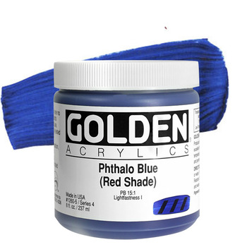 GOLDEN Heavy Body Acrylics - Phthalo Blue (Red Shade), 8oz Jar