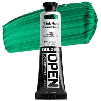 GOLDEN Open Acrylic Paints Phthalo Green (Yellow Shade) 2 oz