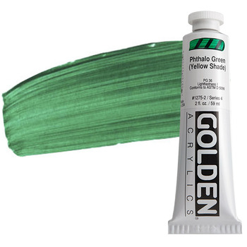 GOLDEN Heavy Body Acrylics - Phthalo Green (Yellow Shade), 2oz Tube