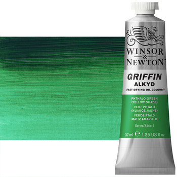 Winsor & Newton Griffin Alkyd Fast-Drying Oil Color - Phthalo Green Yellow Shade, 37ml Tube