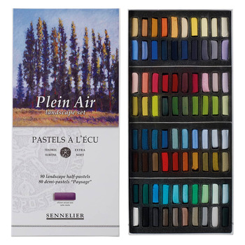 Sennelier Extra Soft Pastel Cardboard Box Set of 80 - Plein Air Landscape, Half-Sticks