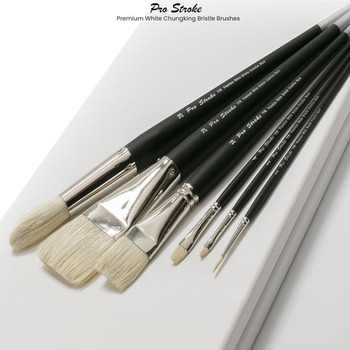 Pro Stroke Premium White Bristle Brushes by Creative Mark