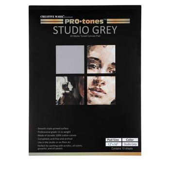 Pro-Tones Toned Canvas Pad - 12"x16" Studio Grey, 10 Sheets