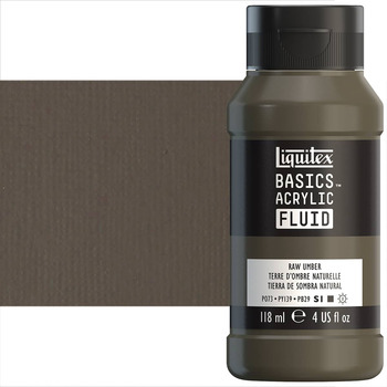 Liquitex BASICS Acrylic Fluid - Raw Umber, 4oz Bottle