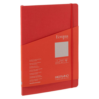 Fabriano EcoQua+ Notebook 8.3 x 11.7" Dot Grid Stitch-Bound Red