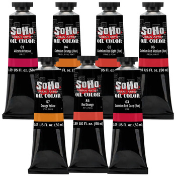 Soho Oil Color - Red/Orange/Crimson (Set of 7), 50ml