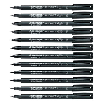 STAEDTLER Lumocolor Permanent Marker Pens Super Fine #S313 - Black, 0.04mm (Box of 12)