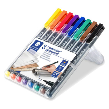 STAEDTLER Lumocolor Permanent Marker Pens Super Fine #S313 - Assorted, 0.4mm (Set of 8)