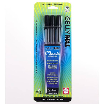Sakura Gelly Roll Pen Set of 3  .4mm Medium Point - Black