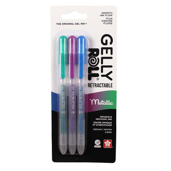 Gelly Roll Retractable Pen Set of 3, Metallic Colors