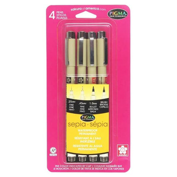 Sakura Pigma Micron Pen Set of 4 Assorted Tips - Sepia