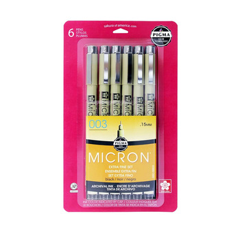 Sakura Pigma Micron Pen Set of 6  Black