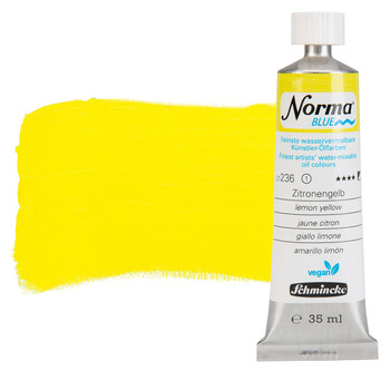 Norma Blue Water-Mixable Oil Color - Lemon Yellow, 35ml Tube