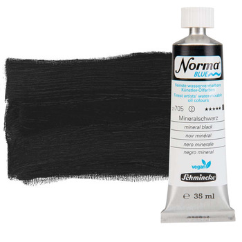 Norma Blue Water-Mixable Oil Color - Mineral Black, 35ml Tube