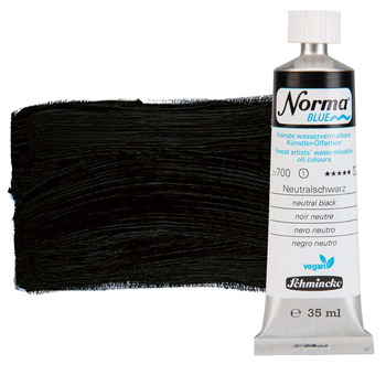 Norma Blue Water-Mixable Oil Color - Neutral Black, 35ml Tube