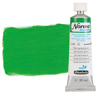 Norma Blue Water-Mixable Oil Color - Permanent Green, 35ml Tube