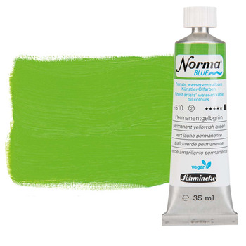 Norma Blue Water-Mixable Oil Color - Permanent Yellowish-Green, 35ml Tube